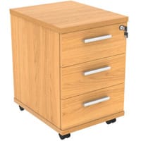 Core 3 Drawer Under Desk Mobile Pedestal Norwegian Beech