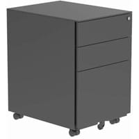Core Steel Mobile Under Desk Office Storage Unit 3 Drawers Black
