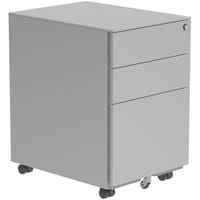 Core Steel Mobile Under Desk Office Storage Unit 3 Drawers Silver