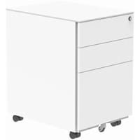 Core Steel Mobile Under Desk Office Storage Unit 3 Drawers White