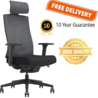 PostureX - Black Mesh Ergonomic Office Chair with Headrest - 10 Year Warranty