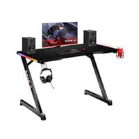 Huzaro Hero 2.5 RGB LED Gaming Desk - LED Lighting - Headphone & Cup Holders - Cable Ports