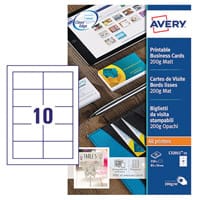 Avery Printable Business Cards - Laser - 200gsm 250 White Cards - 25 Sheets