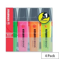 Stabilo Boss Highlighters Assorted Colour Pens Wallet Pack 4