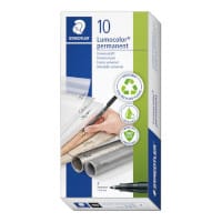 Staedtler Lumocolor Black Permanent Pen Fine 0.6mm Line 318-9 Pack 10