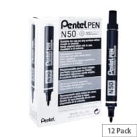Pentel N50 Permanent Marker - Bullet Tip, Black, Pack of 12