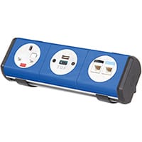 Hubble Clip-on Power Module 1 x UK Socket, 1 x TUF (A&C connectors) USB Charger, 2 x RJ45 Sockets - White