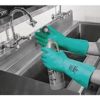 Polyco Nitri-Tech III Flock Lined Nitrile Synthetic Rubber Glove Size 9 Green 926