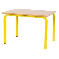 Single Student Primary School Square Classroom Table Beech Yellow Legs W600xD600xH550mm