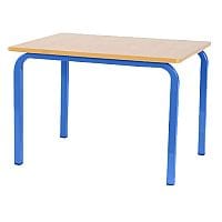 Single Student Primary School Square Classroom Table Beech Blue Legs W600xD600xH650mm