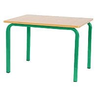 Single Student Primary School Square Classroom Table Beech Green Legs W600xD600xH700mm
