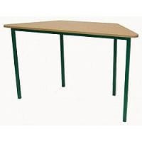 Trapezoidal Primary School Classroom Table Beech/Green 1200x600x700mm
