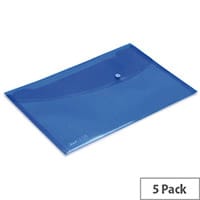 Rapesco Popper Wallet Foolscap Bright Blue Pack of 5 0687
