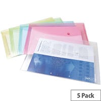 Rapesco Popper Wallet Foolscap Pastel Assorted Pack of 5