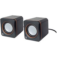 Manhattan 2600 Series Speaker System, Small Size, Big Sound, Two Speakers, Stereo, USB power, Output: 2x 3W, 3.5mm plug for sound, In-Line volume control, Cable 0.9m, Black, Box, 2.0 channels, 5 cm, 6 W, 90 - 20000 Hz, 4 ?, 80 dB