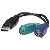 Manhattan USB-A to PS/2 Converter cable, 15cm, Male to Female, Black, Connects Two PS/2 Devices via One USB-A Port, Equivalent to Startech USBPS2PC, Blister, Black, CE FCC WEEE, 195 mm, 100 g, 1 pc(s), Blister