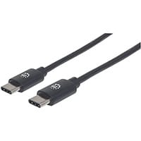 Manhattan USB-C to USB-C Cable, 2m, Male to Male, Black, 480 Mbps (USB 2.0), Equivalent to Startech USB2CC2M, Hi-Speed USB, Lifetime Warranty, Polybag, 2 m, USB C, USB C, USB 2.0, 480 Mbit/s, Black