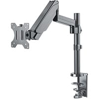 Manhattan TV & Monitor Mount, Desk, Full Motion (Gas Spring), 1 screen, Screen Sizes: 10-27 Inches, Black, Clamp or Grommet Assembly,VESA 75x75 to 100x100mm, Max 8kg, Lifetime Warranty, Clamp, 8 kg, 43.2 cm (17 Inches), 81.3 cm (32 Inches), 100 x 100 mm,
