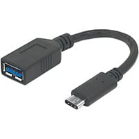 Manhattan USB-C to USB-A Cable, 15cm, Male to Female, Black, 5 Gbps (USB 3.2 Gen1 aka USB 3.0), 3A (fast charging), IF-Certified, Equivalent to Startech USB31CAADP, SuperSpeed USB, Lifetime Warranty, Polybag, 0.15 m, USB C, USB A, USB 3.2 Gen 1 (3.1 Gen 1