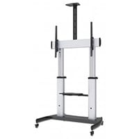 Manhattan TV & Monitor Mount, Trolley Stand, 1 screen, Screen Sizes: 60-100 Inches, Silver/Black, VESA 200x200 to 800x600mm, Max 100kg, Height adjustable 1200 to 1685mm, Camera and AV shelves, Aluminium, LFD, Lifetime Warranty, 100 kg, 152.4 cm (60 Inches