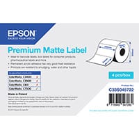 Epson Premium Matte Label - Die-cut Roll: 102mm x 51mm, 2310 labels, White, Matte, Acrylic, Permanent, Matte, Epson TM-C3400BK Epson TM-C3400-LT Epson ColorWorks C7500G Epson ColorWorks C7500 ColorWorks...