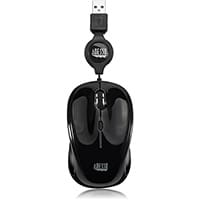 Adesso iMouse S8B - USB Illuminated Retractable Mini Mouse, Ambidextrous, Optical, USB Type-A, 1600 DPI, Black