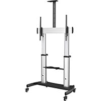 StarTech.com Mobile TV Stand - Heavy Duty TV Cart for 60-100 Inches Display (100kg/220lb) - Height Adjustable Rolling Flat Screen Floor Standing on Wheels - Universal Television Mount w/Shelves, 2.54 m (100 Inches), 200 x 200 mm, 1000 x 600 mm, -10 - 5, S