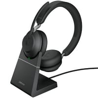 Jabra Evolve2 65 UC Wireless Over-the-head Stereo Headset - Supra-aural, Noise Cancelling Microphone - Link 380C Stand Included