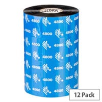 Zebra 4800 Resin Thermal Transfer Ribbon 89 mm x 450 m Black 04800BK08945 Pack of 12