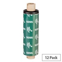 Zebra 5095 Resin Thermal Ribbon 84 mm x 74 m Black 05095GS08407 Pack of 12