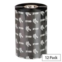 Zebra 2100 Wax Printer Ribbon 174 mm x 450 m Black 02100BK17445 Pack of 12