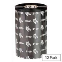 Zebra 2100 Wax Thermal Ribbon 80 mm x 450 m Black 02100BK08045 Pack of 12