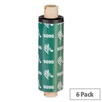 Zebra 5095 Resin Thermal Ribbon 83 mm x 300 m Black 05095BK08330 Pack of 6
