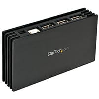 StarTech.com 7 Port Black USB 2.0 Hub, USB 2.0, USB 2.0, 480 Mbit/s, Black, Plastic, Power