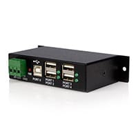 StarTech.com 4-Port Industrial USB 2.0 Hub with ESD Protection, USB 2.0 Type-B, USB 2.0, 480 Mbit/s, Black, Steel, Power