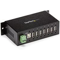 StarTech.com 7-Port Industrial USB 2.0 Hub with ESD & 350W Surge Protection, USB 2.0 Type-B, USB 2.0, 480 Mbit/s, Black, Steel, CE, FCC, RoHS, REACH, TAA
