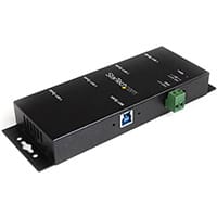 StarTech.com 4-Port Industrial USB 3.0 Hub with ESD Protection, USB 3.2 Gen 1 (3.1 Gen 1) Type-B, USB 3.2 Gen 1 (3.1 Gen 1) Type-A, 5000 Mbit/s, Black, Steel, Power, USB