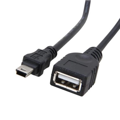 StarTech Adapter Mini USB 2.0 Cable to Standard USB-A Female 1ft (30cm) Adapter Cable Black