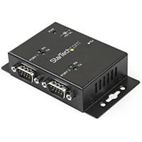 StarTech.com 2 Port Industrial Wall Mountable USB to Serial Adapter Hub with DIN Rail Clips, USB 2.0 Type-B, Serial, Black, Steel, Activity, CE, FCC, TAA, REACH