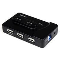 StarTech.com 6 Port USB 3.0 / USB 2.0 Combo Hub with 2A Charging Port – 2x USB 3.0 & 4x USB 2.0, USB 3.2 Gen 1 (3.1 Gen 1) Type-B, USB 3.2 Gen 1 (3.1 Gen 1) Type-A, 4800 Mbit/s, Black, Plastic, RoHS, CE, FCC, REACH