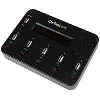 StarTech.com Standalone 1:5 USB Flash Drive Duplicator and Eraser – Flash Drive Copier, 110 - 240 V, 5 V, 5 - 95%, 5 - 45 °C, -20 - 85 °C, 120 x 167 x 25 mm