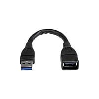 StarTech 6in Black USB 3.0 Extension Adapter Cable A to A M/F 1 x Type A Male USB 1 x Type A Female USB Extension Cable Nickel Plated Connector Black