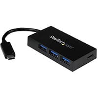 StarTech.com 4-Port USB-C Hub - USB-C to 1x USB-C and 3x USB-A - USB 3.0 Hub, USB 3.2 Gen 1 (3.1 Gen 1) Type-C, USB 3.2 Gen 1 (3.1 Gen 1) Type-A, 5000 Mbit/s, Black, Plastic, CE, FCC, RoHS