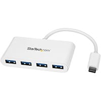 StarTech.com 4 Port USB C Hub with 4x USB-A Ports (USB 3.0 SuperSpeed 5Gbps) - USB Bus Powered - Portable/Laptop USB-C to USB-A Adapter Hub - USB 3.1 Gen 1/USB 3.2 Gen 1 Type-C Hub - White, USB 3.2 Gen 1 (3.1 Gen 1) Type-C, USB 3.2 Gen 1 (3.1 Gen 1) Type-