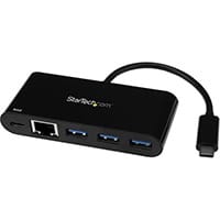 StarTech.com 3 Port USB-C Hub with Gigabit Ethernet & 60W Power Delivery Passthrough Laptop Charging - USB-C to 3x USB-A (USB 3.0 SuperSpeed 5Gbps) - USB 3.1/3.2 Gen 1 Type-C Adapter Hub, Wired, USB 3.2 Gen 1 (3.1 Gen 1) Type-C, 60 W, 10,100,1000 Mbit/s,
