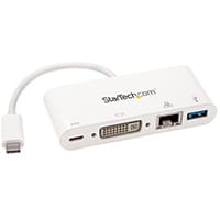 StarTech.com USB C Multiport Adapter - USB-C to DVI-D (Digital) Video Adapter with 60W Power Delivery Passthrough Charging, GbE, USB-A - Portable USB Type-C/Thunderbolt 3 Mini Laptop Dock, Wired, USB 3.2 Gen 1 (3.1 Gen 1) Type-C, USB Type-A, USB Type-C, 1