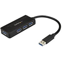 StarTech.com 4 Port USB 3.0 Hub (SuperSpeed 5Gbps) with Fast Charge – Portable USB 3.1 Gen 1 Type-A Laptop/Desktop Hub - USB Bus Power or Self Powered for High Performance – Mini/Compact, USB 3.2 Gen 1 (3.1 Gen 1) Type-A, USB 3.2 Gen 1 (3.1 Gen 1) Type-A,