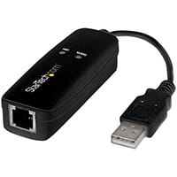 StarTech.com 56K USB Dial-up and Fax Modem - V.92 - External - Hardware Based, 56 Kbit/s, USB 2.0, Conexant - CX93010-21Z, 56 Kbps Down, 36.6 Kbps Up, 14.4 Kbps Fax, 0.036 Mbit/s, 0.056 Mbit/s