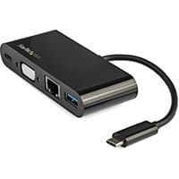 StarTech.com USB-C VGA Multiport Adapter - Power Delivery (60W) - USB 3.0 - GbE, Wired, USB 3.2 Gen 1 (3.1 Gen 1) Type-C, 60 W, 10,100,1000 Mbit/s, IEEE 802.3,IEEE 802.3ab,IEEE 802.3u, Black