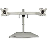 StarTech.com Dual Monitor Stand - Ergonomic Free Standing Dual Monitor Desktop Stand for two 24 Inches VESA Mount Displays - Synchronized Height Adjustable - Double Monitor Pole Mount - Silver, Freestanding, 8 kg, 61 cm (24 Inches), 100 x 100 mm, Height a